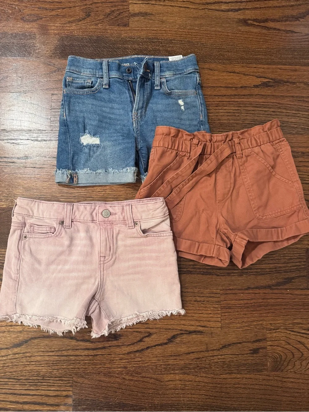 Kids Pink, Jean & Rust Casual Shorts Trio - 3-Pack
